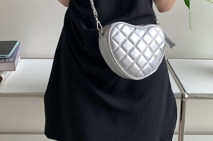 Chain Strap Heart Quilted Crossbody Bag SpreePicky