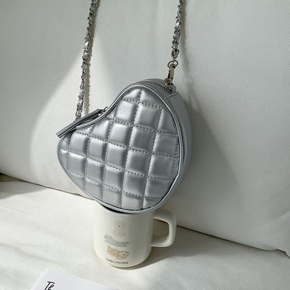 Chain Strap Heart Quilted Crossbody Bag SpreePicky