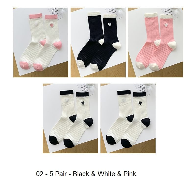 Two Tone Crew Socks Set SpreePicky