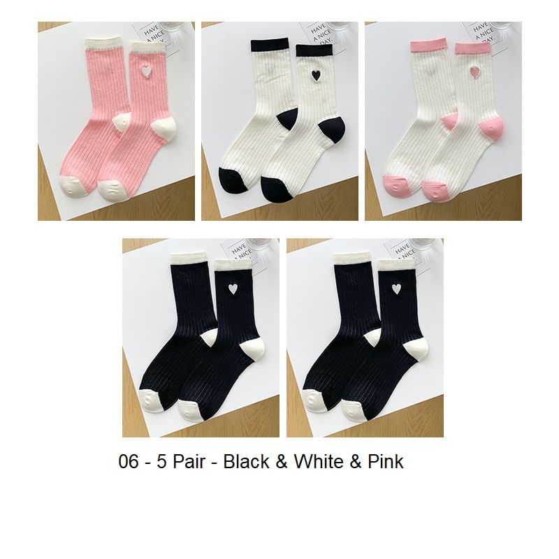 Two Tone Crew Socks Set SpreePicky