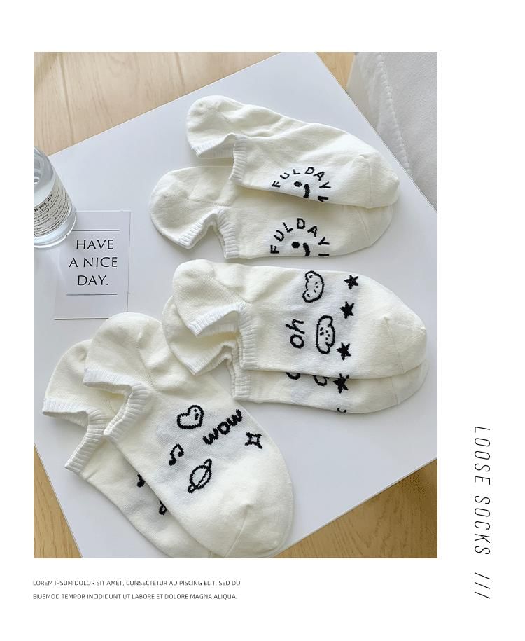 Lettering Low Cut Socks Set SpreePicky