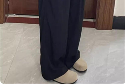 Elastic Waist Plain Wide Leg Pants SpreePicky