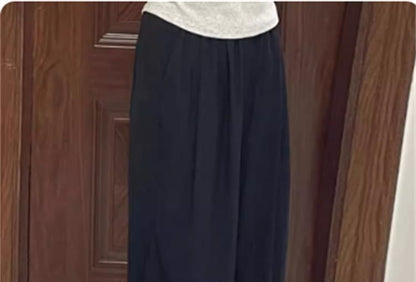 Elastic Waist Plain Wide Leg Pants SpreePicky