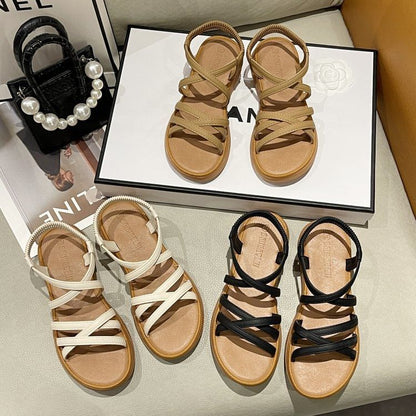 Platform Cross Strap Faux Leather Slingback Sandals SpreePicky