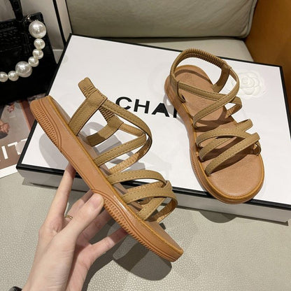 Platform Cross Strap Faux Leather Slingback Sandals SpreePicky