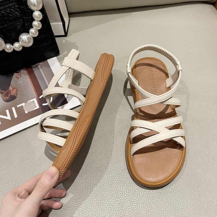 Platform Cross Strap Faux Leather Slingback Sandals SpreePicky