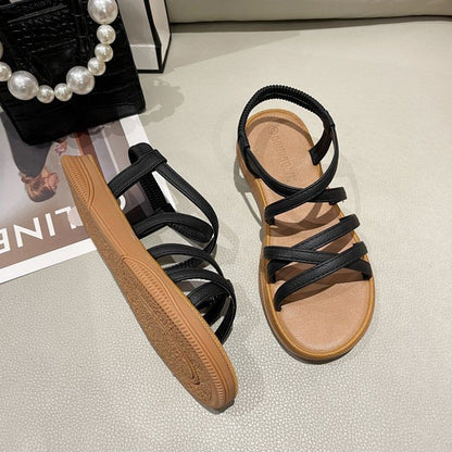 Platform Cross Strap Faux Leather Slingback Sandals SpreePicky