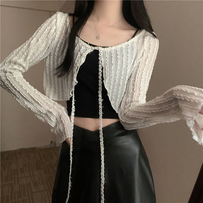 Boatneck Open Front Crop Cardigan SpreePicky