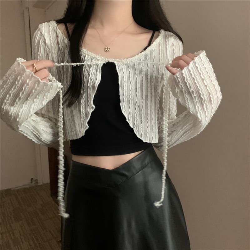 Boatneck Open Front Crop Cardigan SpreePicky