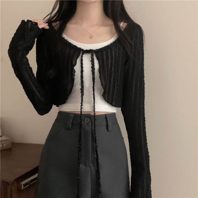 Boatneck Open Front Crop Cardigan SpreePicky