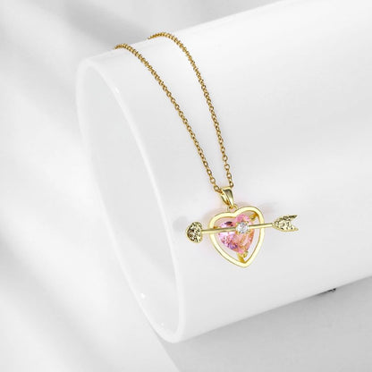 Arrow Heart Rhinestone Pendant Alloy Necklace mySite