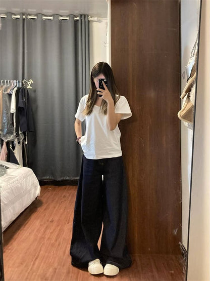 Low Rise Washed Wide Leg Jeans SpreePicky