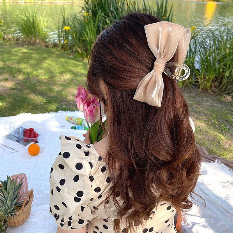 Fabric Bow Hair Claw SpreePicky