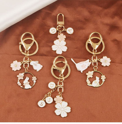 Floral / Rabbit Alloy Keyring (Various Designs) SpreePicky