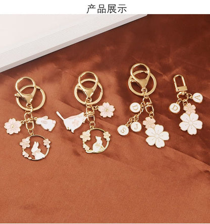 Floral / Rabbit Alloy Keyring (Various Designs) SpreePicky