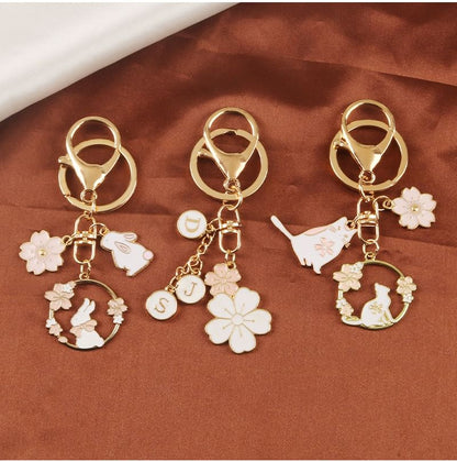 Floral / Rabbit Alloy Keyring (Various Designs) SpreePicky