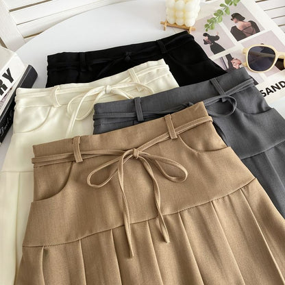 High Rise Plain Pleated Mini A-Line Skirt mySite