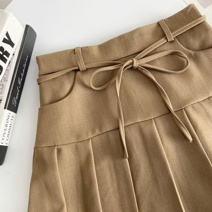 High Rise Plain Pleated Mini A-Line Skirt mySite