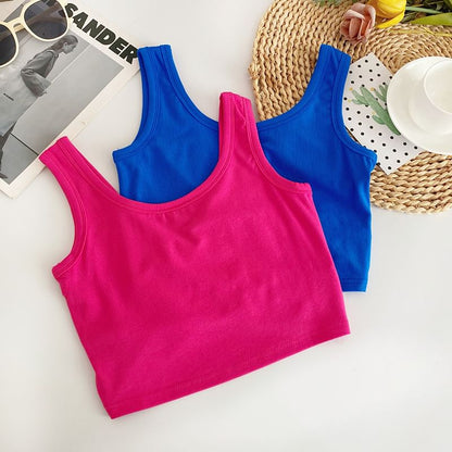 Scoop Neck Plain Crop Tank Top mySite