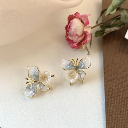 Butterfly Floral Faux Crystal Alloy Stud Earring SpreePicky