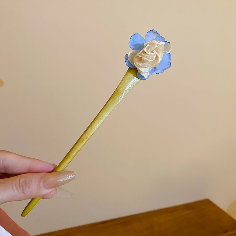 Floral Fabric Wooden Hair Stick SpreePicky