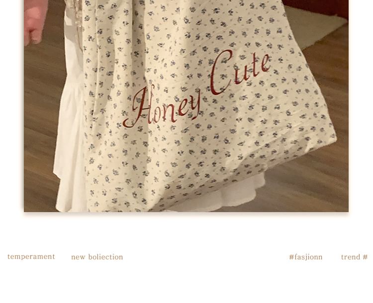 Floral Lettering Shopper Bag SpreePicky