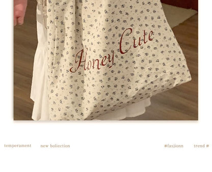 Floral Lettering Shopper Bag SpreePicky