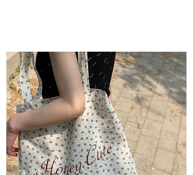 Floral Lettering Shopper Bag SpreePicky