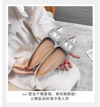 Pointed Toe Rhinestone Accent Flats SpreePicky