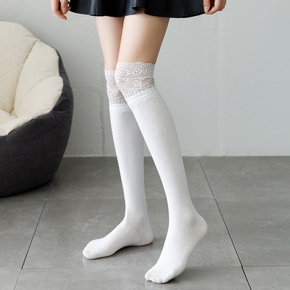 Lace Trim Over the Knee Socks SpreePicky