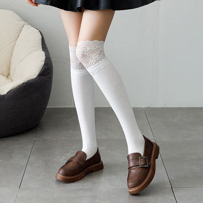 Lace Trim Over the Knee Socks SpreePicky