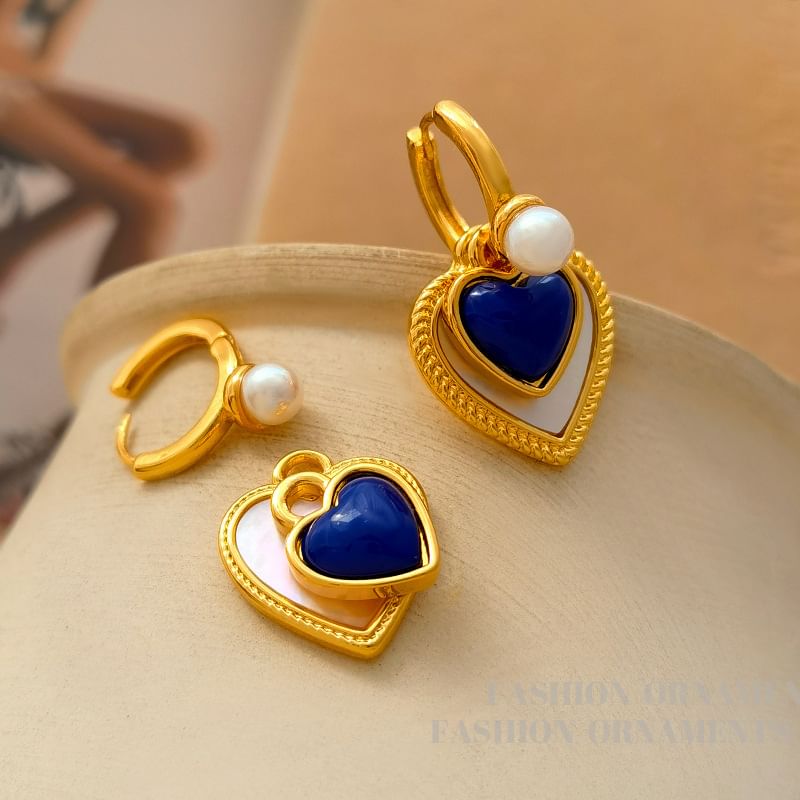 Heart Faux Pearl Alloy Drop Earring SpreePicky