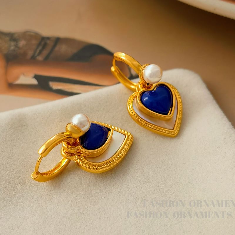 Heart Faux Pearl Alloy Drop Earring SpreePicky