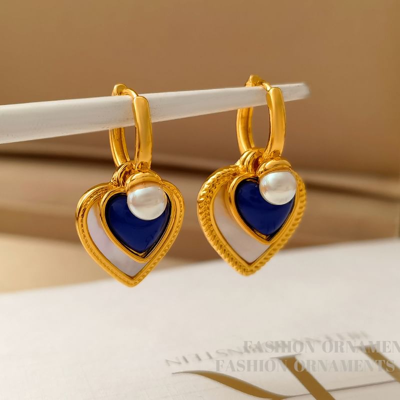 Heart Faux Pearl Alloy Drop Earring SpreePicky