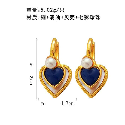 Heart Faux Pearl Alloy Drop Earring SpreePicky