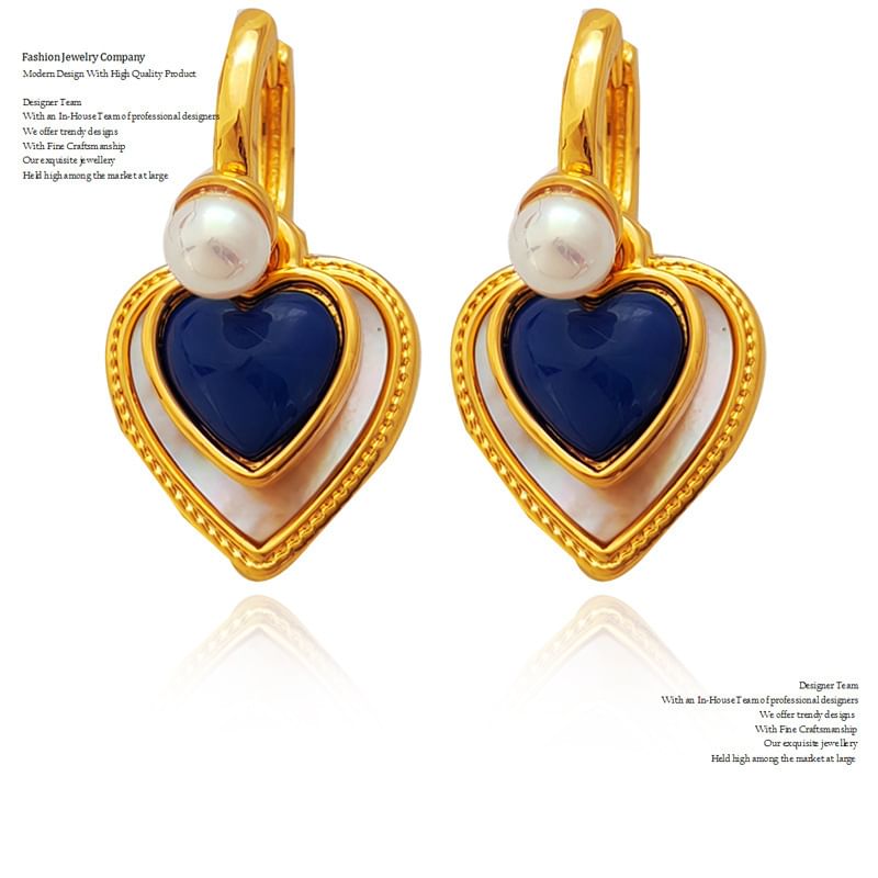 Heart Faux Pearl Alloy Drop Earring SpreePicky