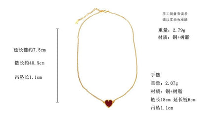 Heart Resin Pendant Alloy Necklace / Bracelet SpreePicky