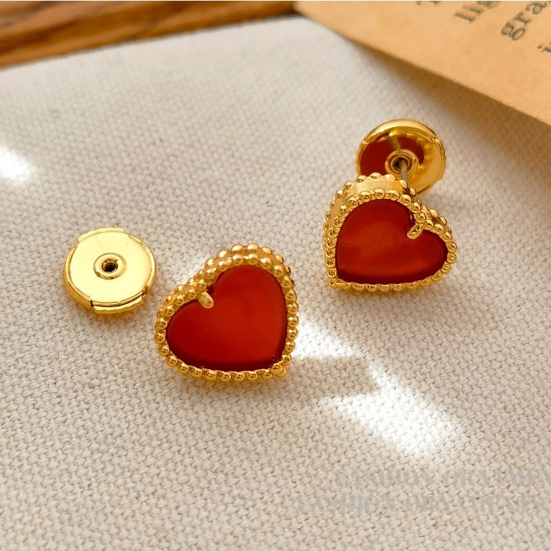 Heart Resin Alloy Stud Earring SpreePicky