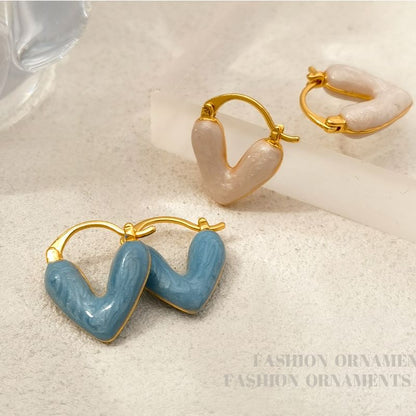 Heart Glaze Alloy Huggie Earring SpreePicky