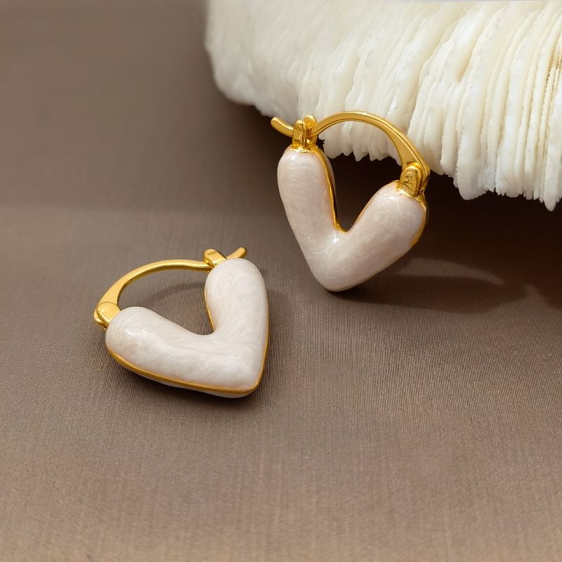 Heart Glaze Alloy Huggie Earring SpreePicky