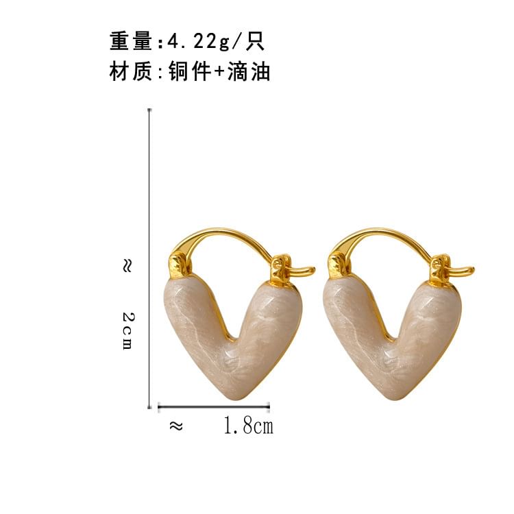 Heart Glaze Alloy Huggie Earring SpreePicky