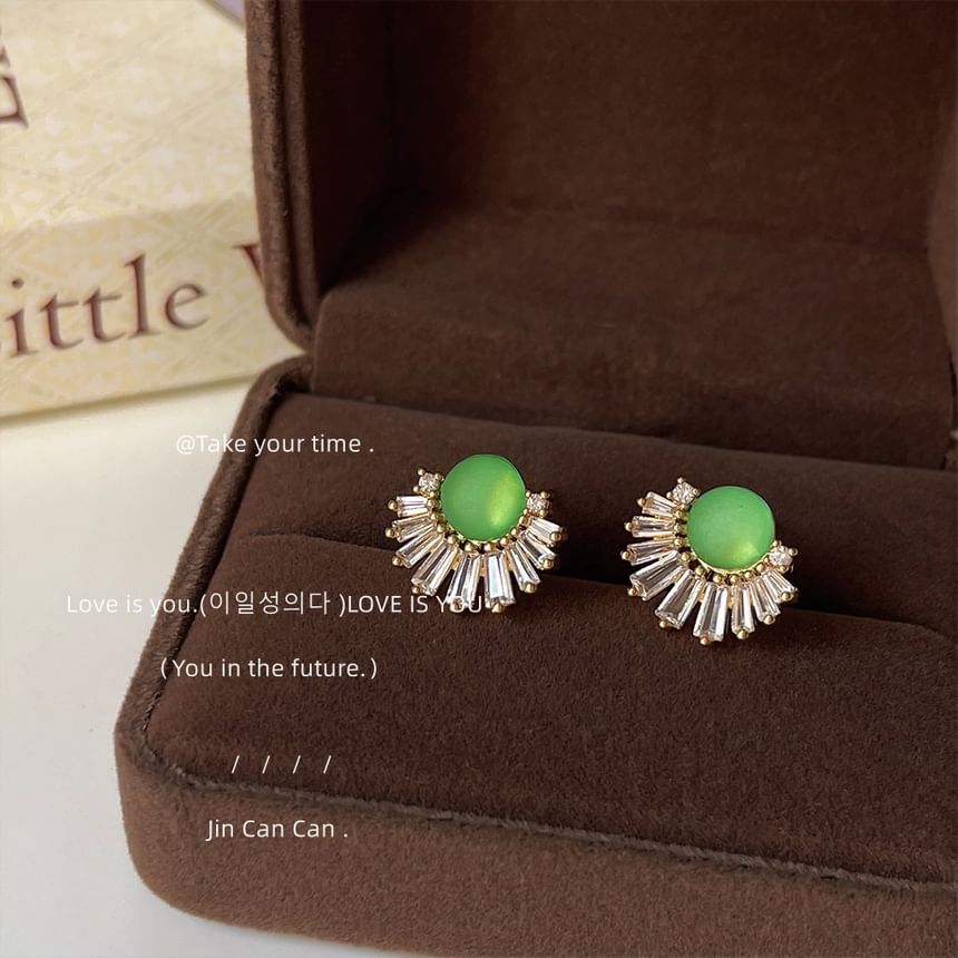 Cabochon Rhinestone Stud Earring SpreePicky