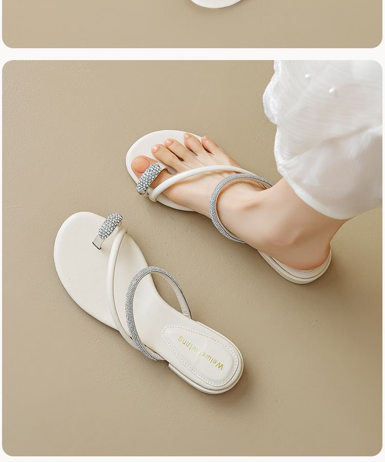 Rhinestone Toe Loop Slide Sandals SpreePicky