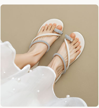 Rhinestone Toe Loop Slide Sandals SpreePicky