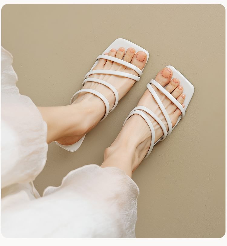 Strappy Kitten Heel Slide Sandals SpreePicky