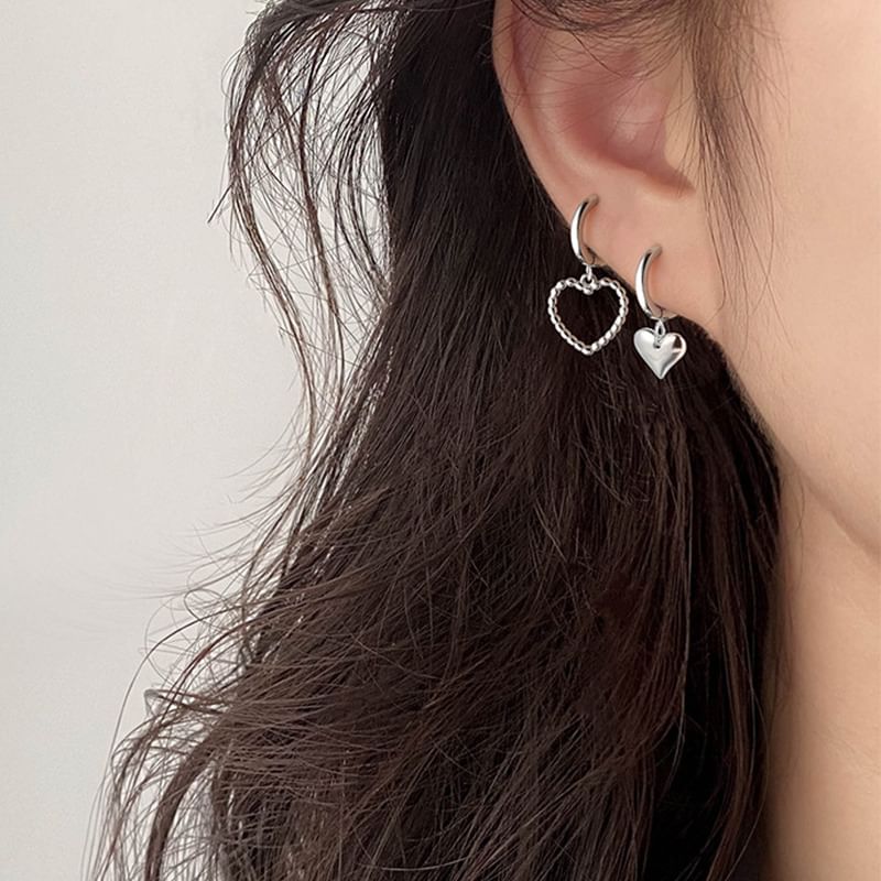 Heart Asymmetrical Alloy Drop Earring mySite