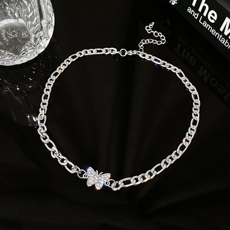 Butterfly Rhinestone Alloy Choker mySite