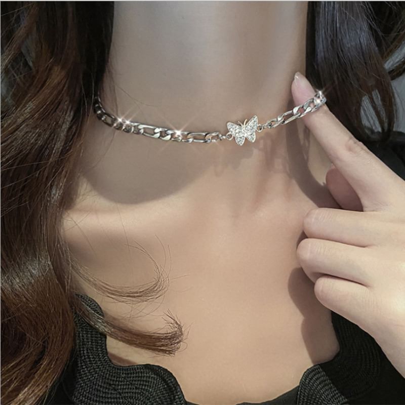 Butterfly Rhinestone Alloy Choker mySite