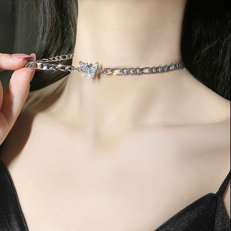 Butterfly Rhinestone Alloy Choker mySite