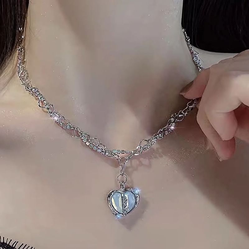 Heart Rhinestone Pendant Alloy Necklace (Various Designs) mySite